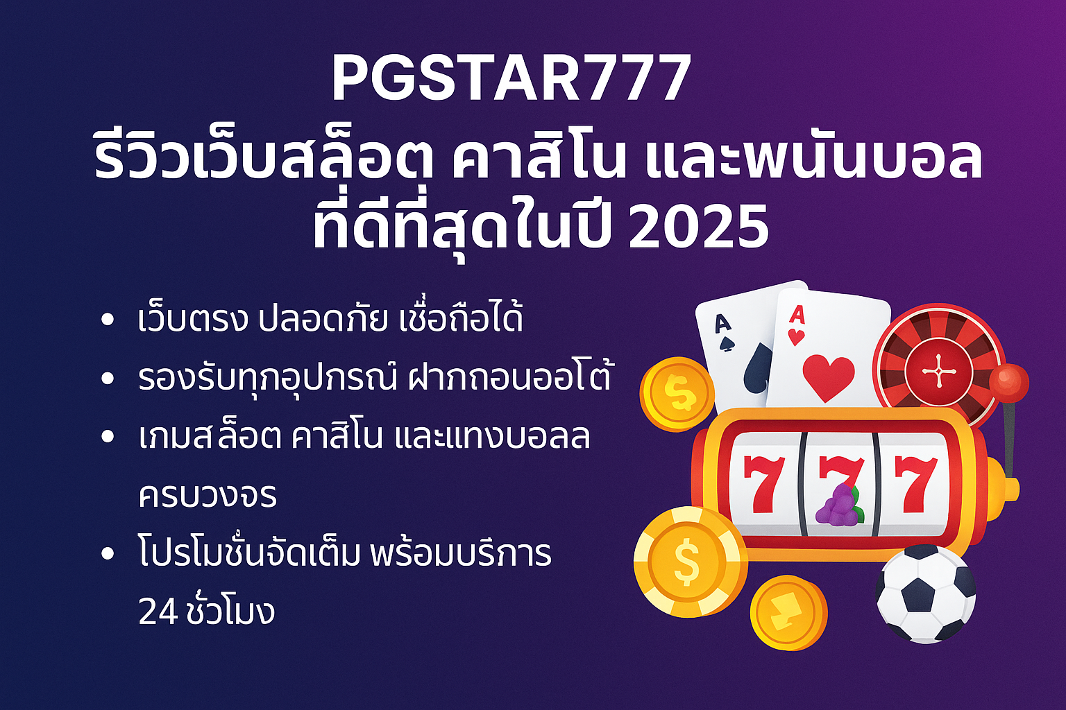 PGSTAR777 รีวิวเว็บสล็อต คาสิโน และพนันบอลที่ดีที่สุดในปี 2025